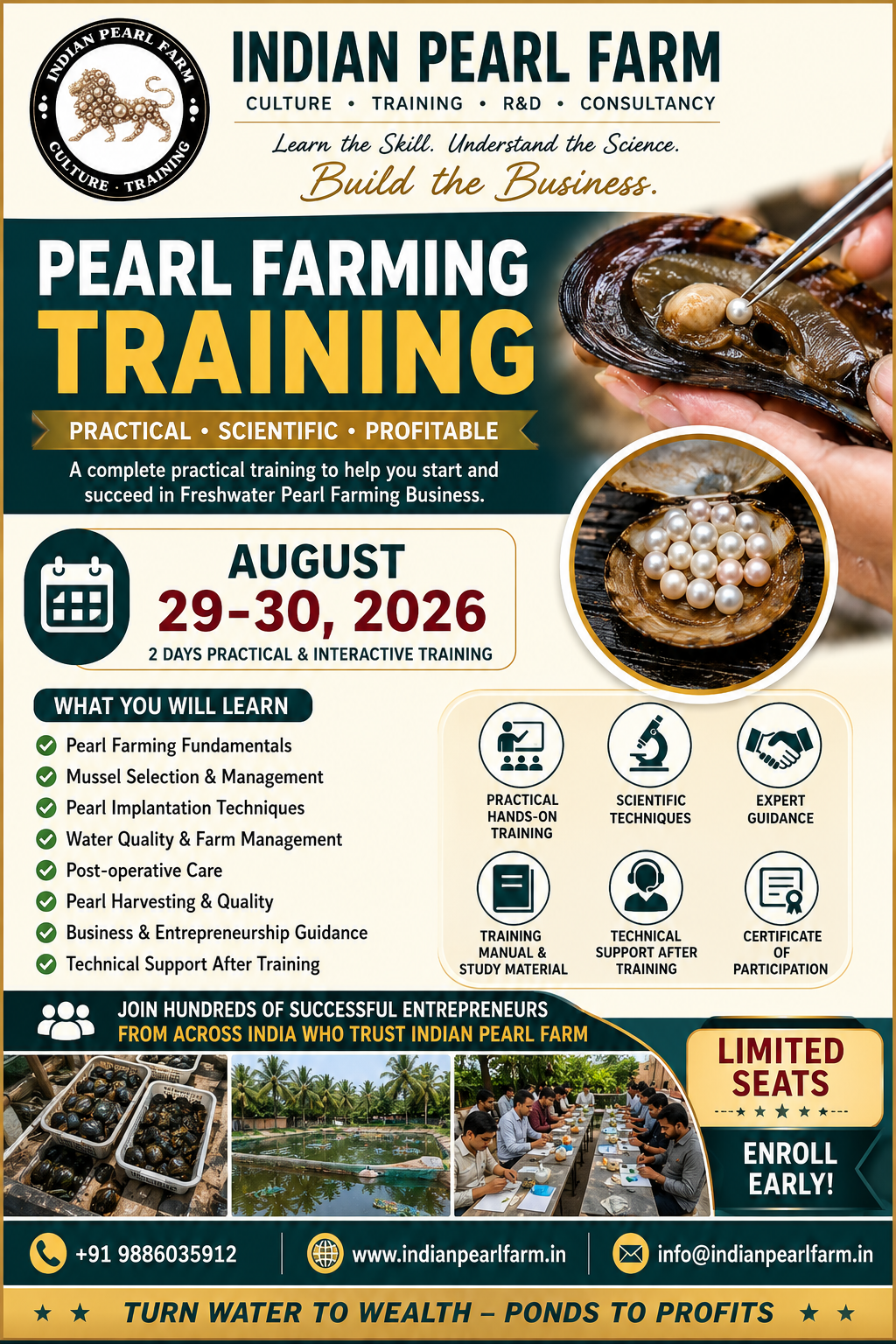 Pearl Farming Training – August 29–30, 2026 – Apply now